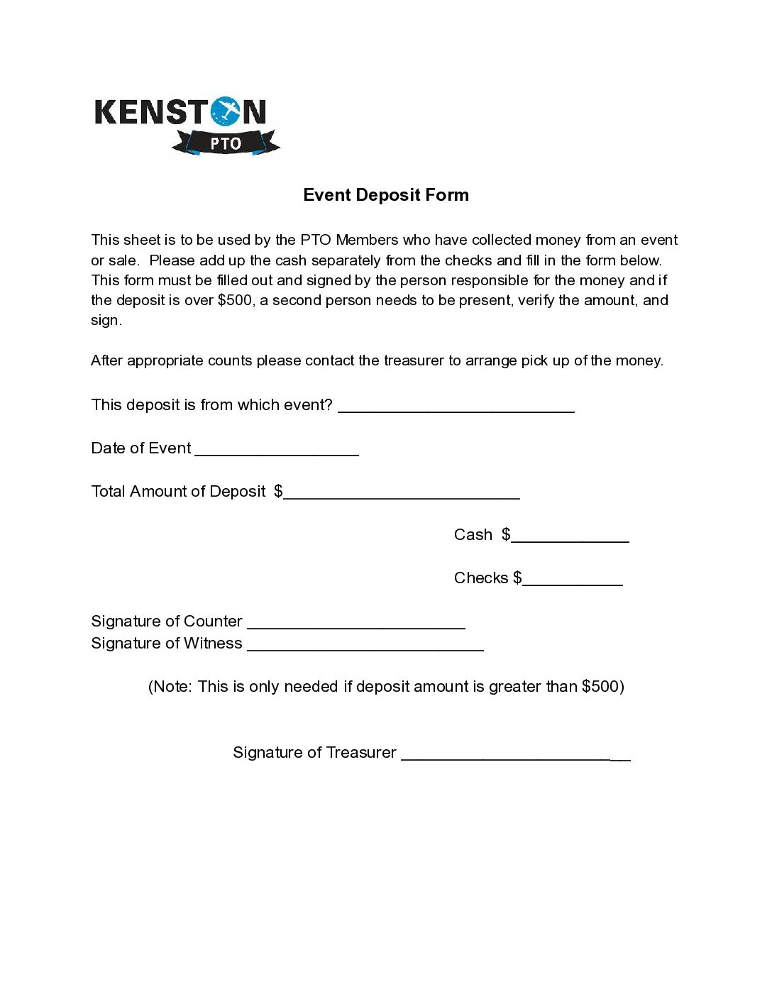 Event Deposit Form
