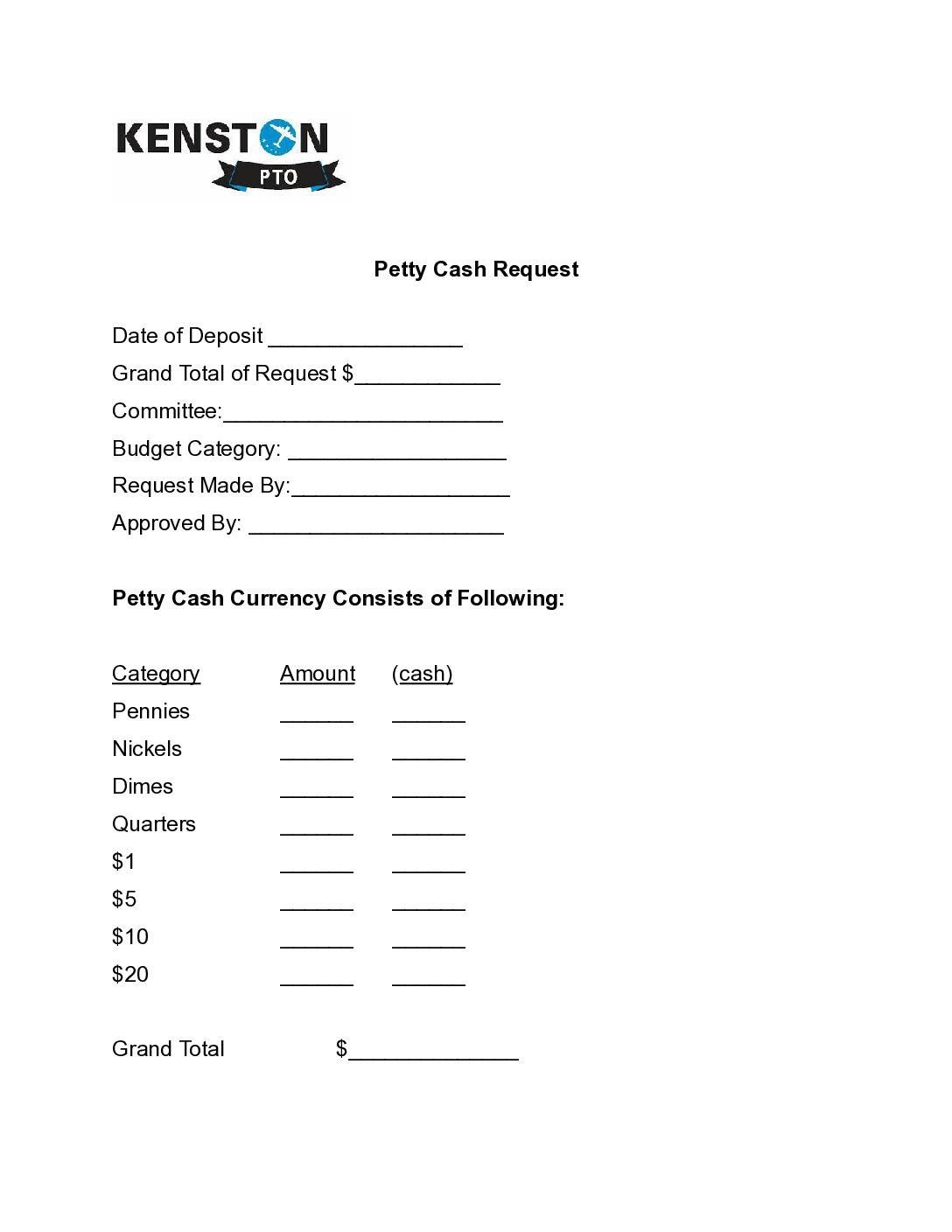 Petty Cash Request